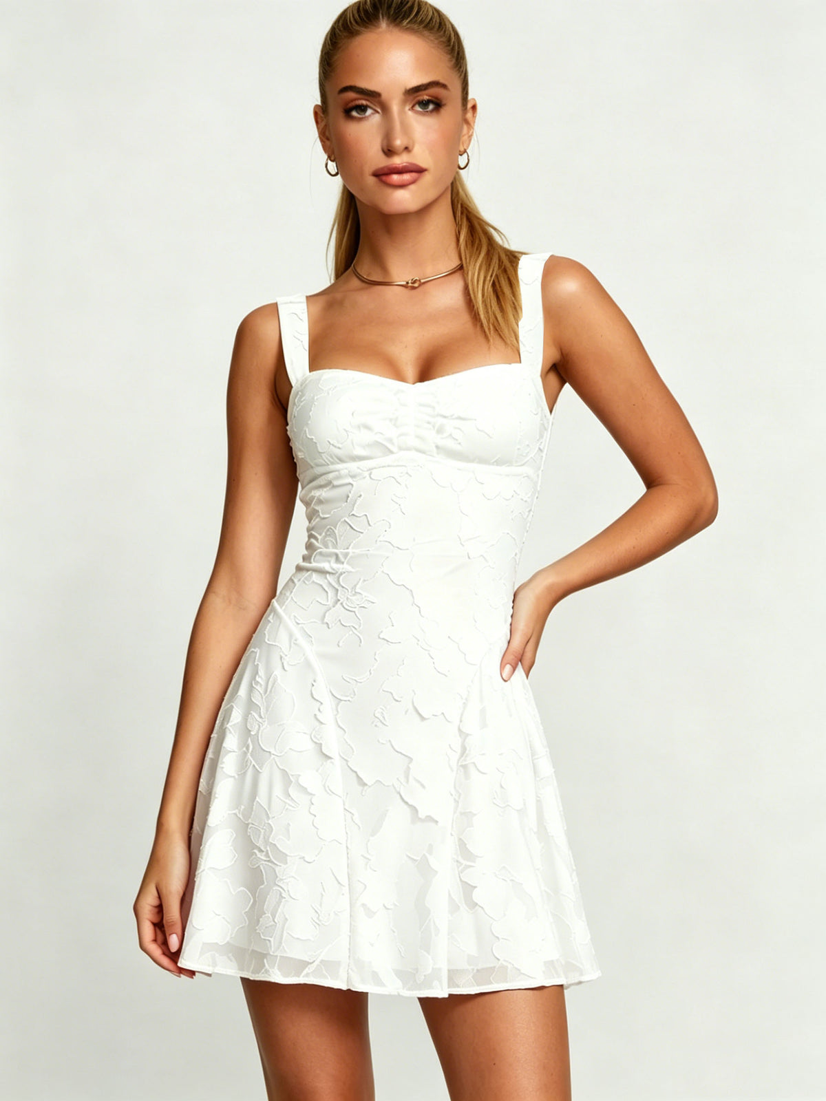 Spaghetti Straps Floral Homecoming Dress Square Neck Cocktail Party Gown