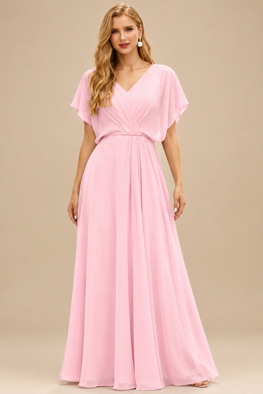 Rutipo Blushing Pink V Neck Fitted Short Sequin-Print Homecoming Dress with Glitter