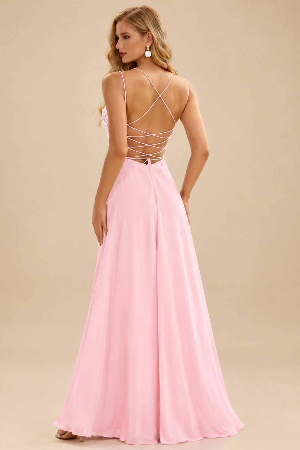 Rutipo Blushing Pink V Neck Fitted Short Sequin-Print Homecoming Dress with Glitter