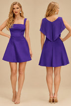 Rutipo Regency A-line Square Neckline Satin Short/Mini Homecoming Dress