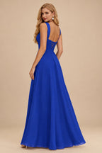 Rutipo Royal Blue A-line Square Neckline Satin Short/Mini Homecoming Dress
