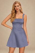 Rutipo Stormy A-line Square Neckline Satin Short/Mini Homecoming Dress