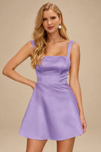 Rutipo Tahiti A-line Square Neckline Satin Short/Mini Homecoming Dress
