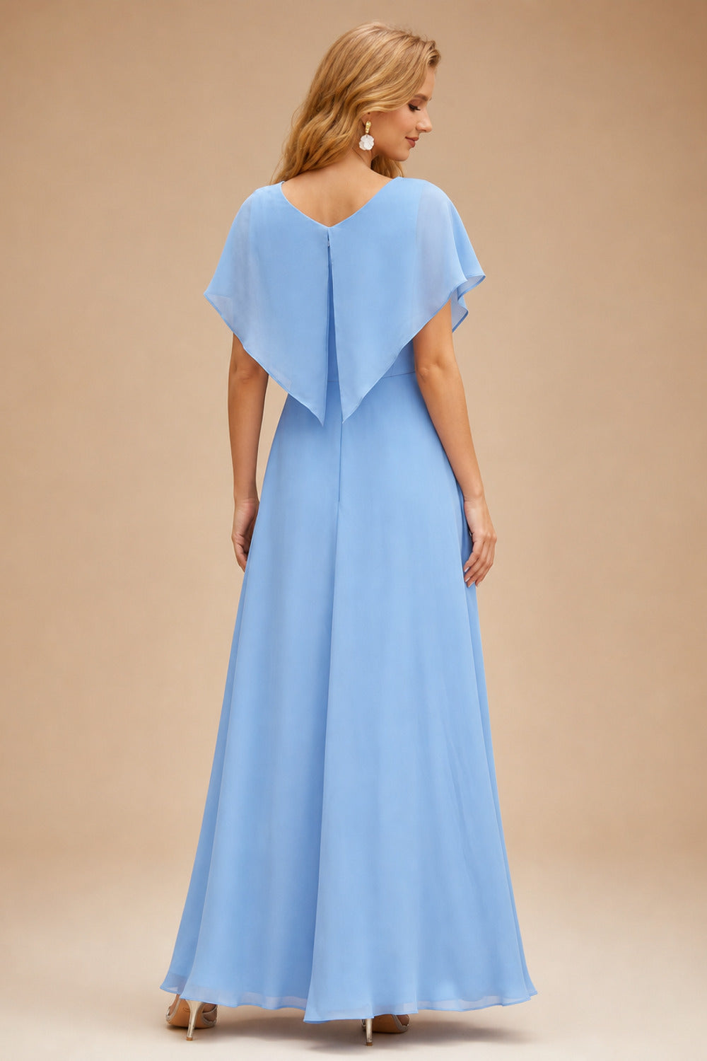 Rutipo Sky Blue A-line Cowl Neck Tiered Flirty Ruffle Homecoming Dress