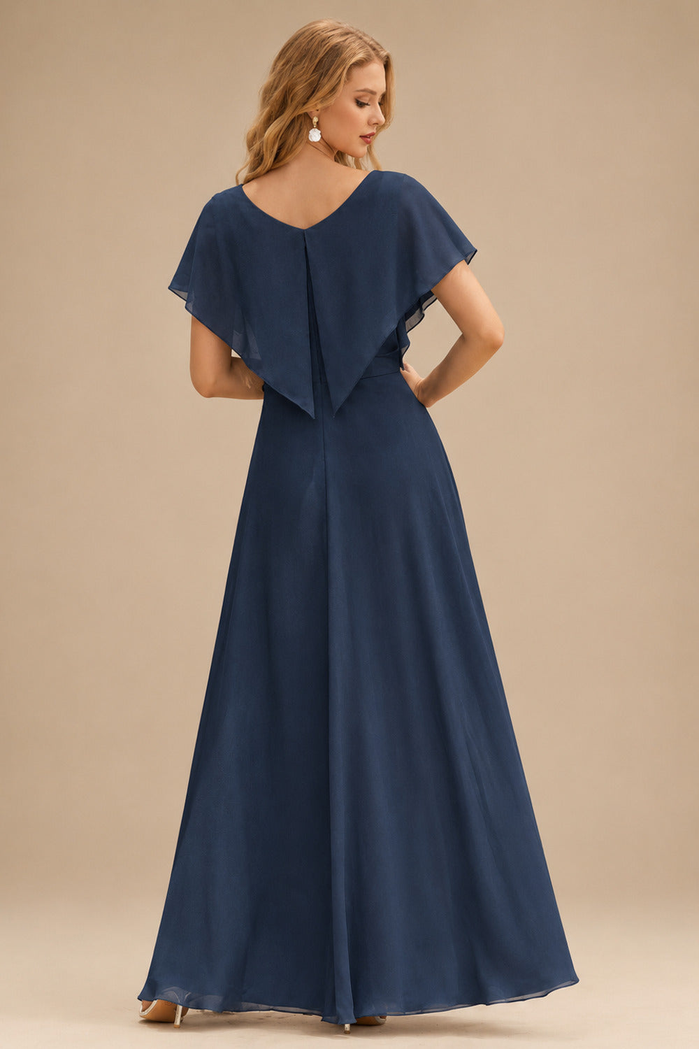 Rutipo Dark Navy Fit Flare Silk like Satin Ruched Bust Handkerchief Hem Homecoming Dress