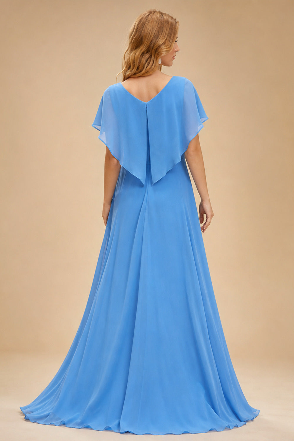 Rutipo Ocean Blue Floral A-line Floral Print Strapless Corset Tiered Ruffle Chiffon Prom Gown with Slit