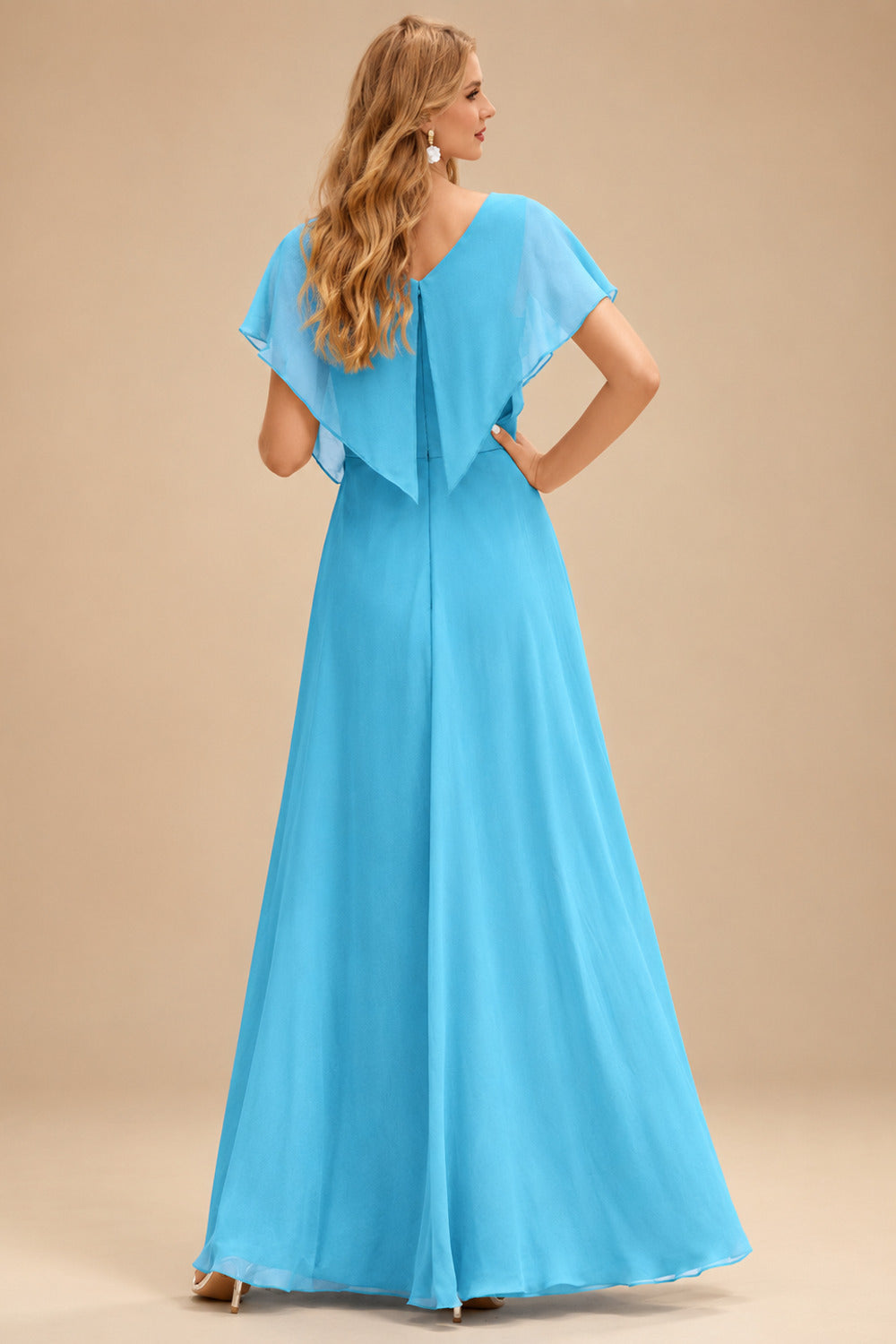 Rutipo Blue A-line Ruched Strapless Hot Fix Corset Chiffon Tiered Ruffle Prom Dress with Slit
