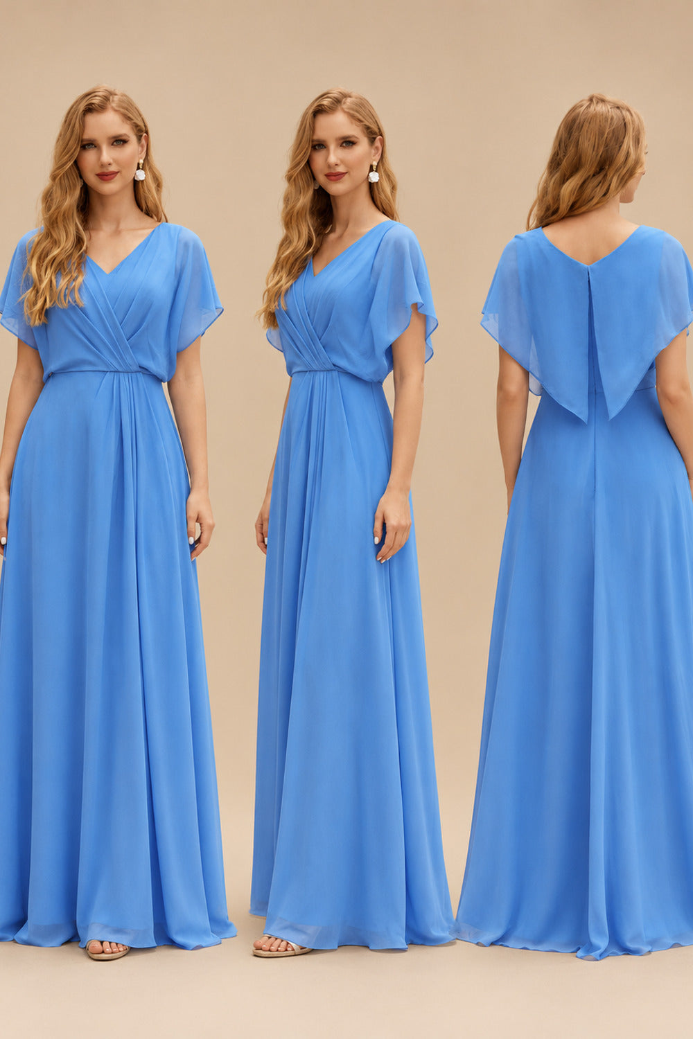 Rutipo Ocean Blue A-line Ruched Strapless Hot Fix Corset Chiffon Tiered Ruffle Prom Dress with Slit