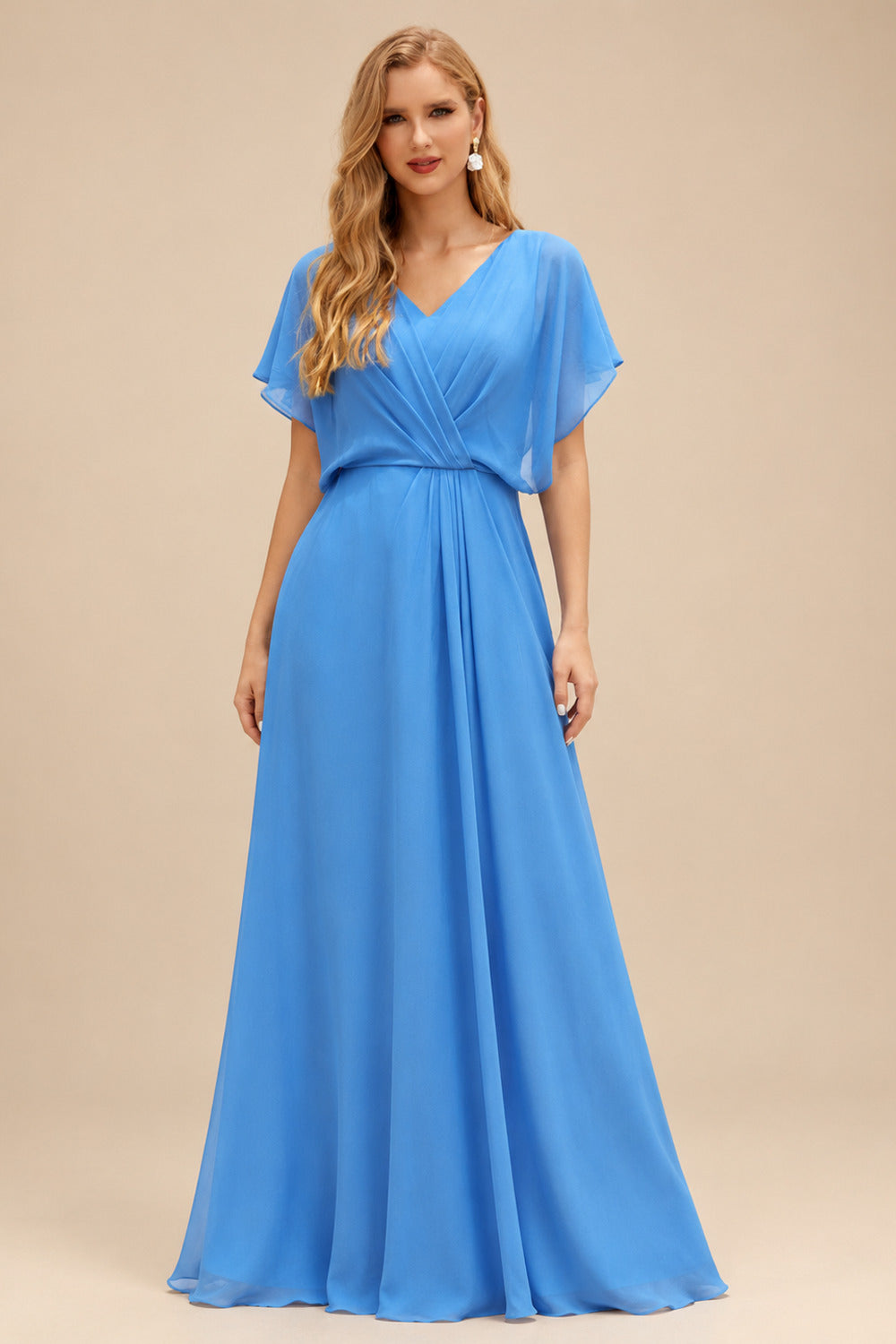 Rutipo Ocean Blue A-line Ruched Strapless Hot Fix Corset Chiffon Tiered Ruffle Prom Dress with Slit