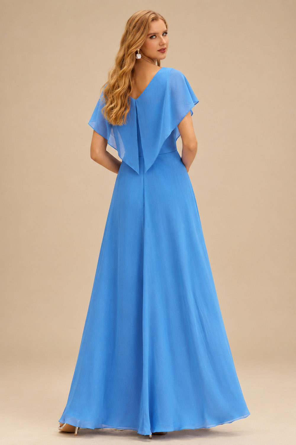 Rutipo Ocean Blue A-line Ruched Strapless Illusion Embroidered Ccorset Ruffle Prom Dress with Slit