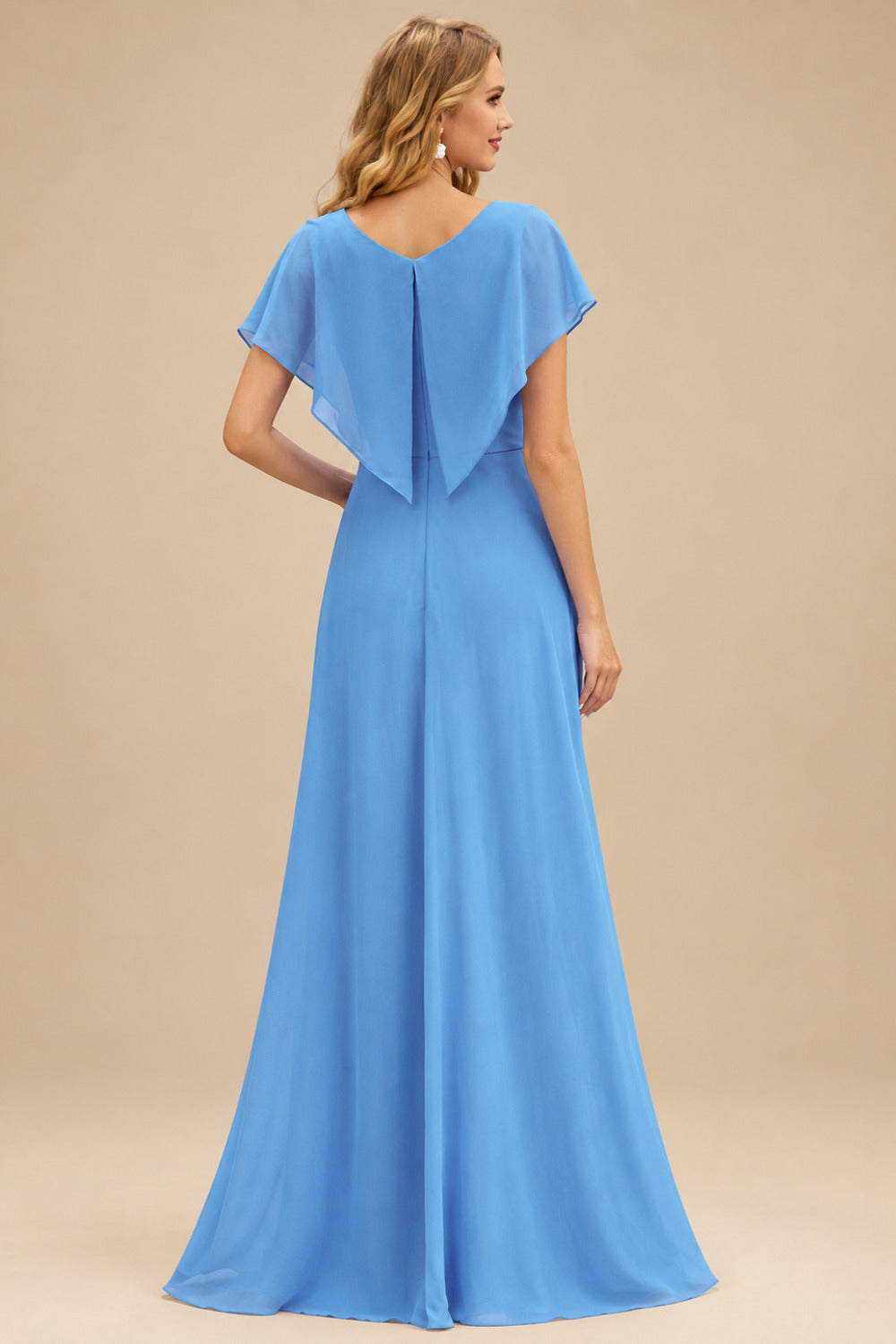 Rutipo Blue Fitted Cowl Neck Corset Velvet Sequins Prom Dress with Slit and Lace-Up Back