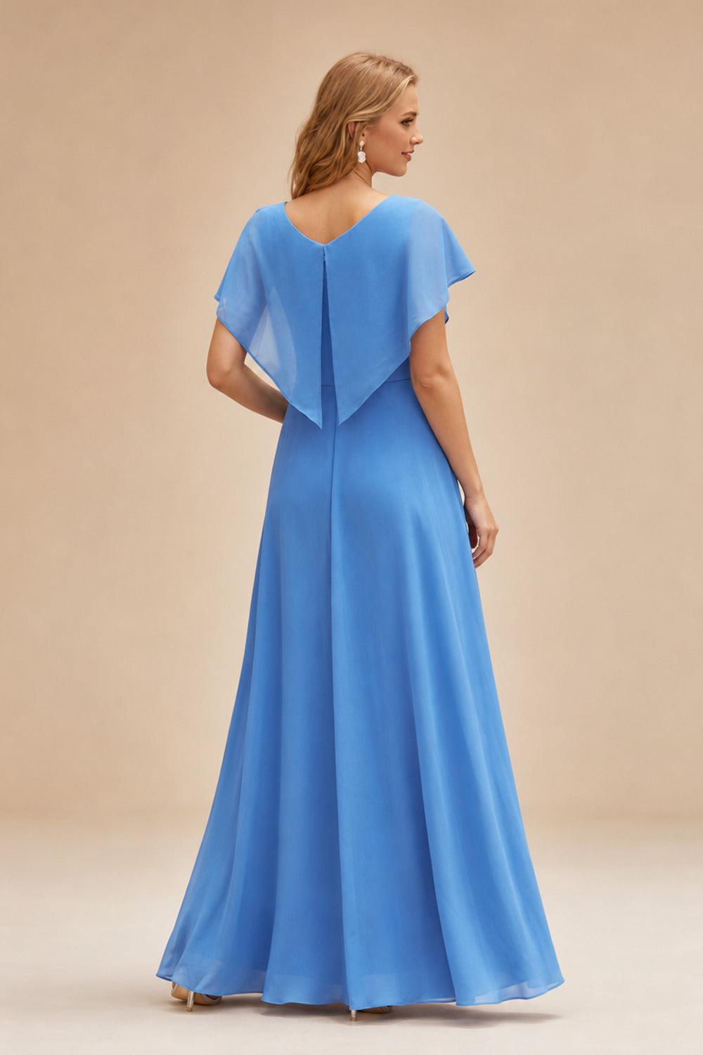 Rutipo Blue Fitted Cowl Neck Corset Velvet Sequins Prom Dress with Slit and Lace-Up Back