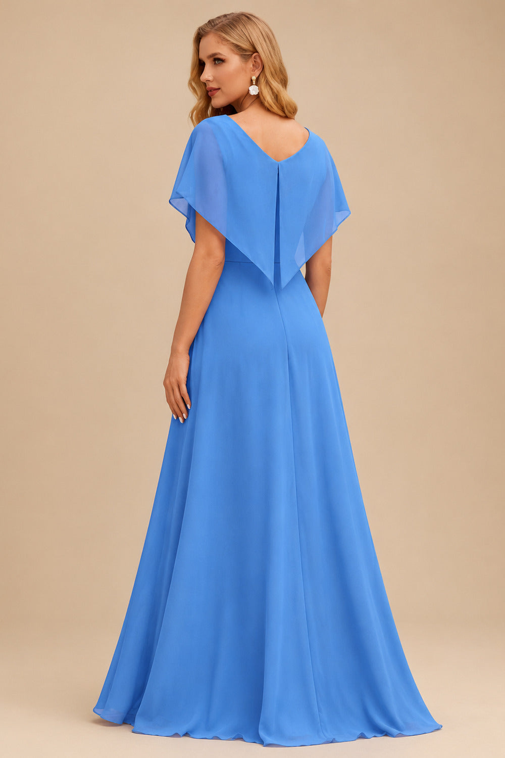 Rutipo Ocean Blue Floral A-line Strapless Floral Print Tiered Ruffle Prom Dress with Corset Back and High Slit