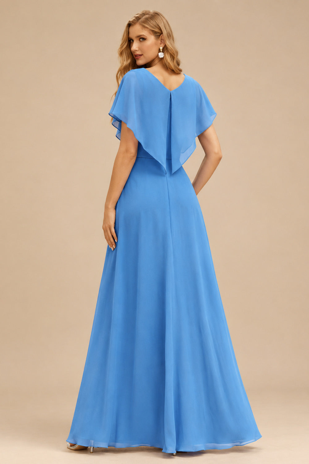 Rutipo Ocean Blue Floral A-line Strapless Floral Print Tiered Ruffle Prom Dress with Corset Back and High Slit