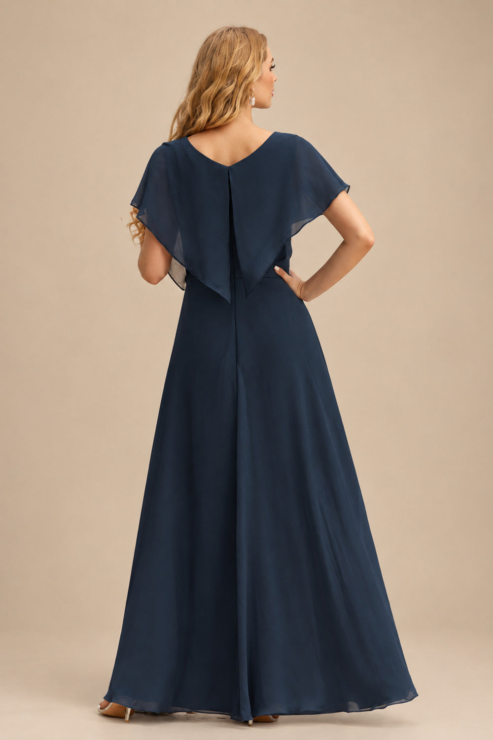 Rutipo Dark Navy A-line Ruched Strapless Tiered Ruffled Chiffon Mini Homecoming Dress with Keyhole