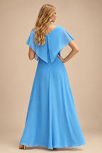 Rutipo Blue A-line Beaded Corset Layered Ruffle Chiffon Mini Homecoming Dress