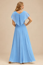 Rutipo Sky Blue A-line Beaded Corset Layered Ruffle Chiffon Mini Homecoming Dress