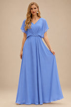 Rutipo Periwinkle A-line Square Neckline Jacquard Mini Homecoming Dress with Pleated