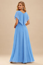 Rutipo Sky Blue A-line Square Neckline Jacquard Mini Homecoming Dress with Pleated