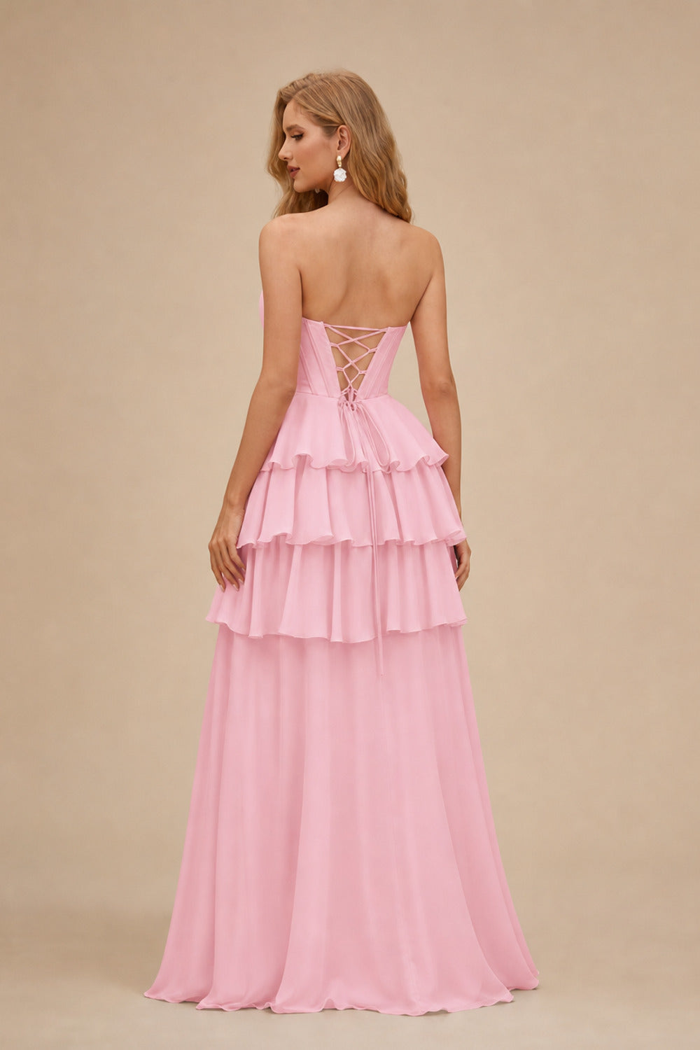 Rutipo Candy Pink A-line Sparkly Strapless Ruched Corset Ruffle Homecoming Dress