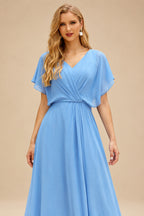 Rutipo Sky Blue A-line Sparkly Strapless Ruched Corset Ruffle Homecoming Dress