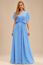 Rutipo Sky Blue A-line Sparkly Strapless Ruched Corset Ruffle Homecoming Dress