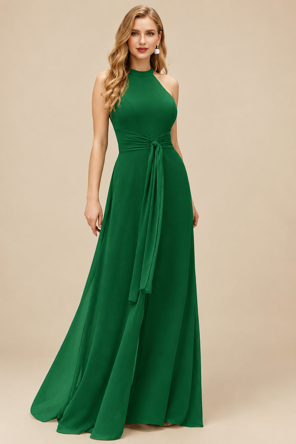 Rutipo Forest Green Jumpsuit/Pantsuit High Neck Bridesmaid Dresses With Cascading Ruffles