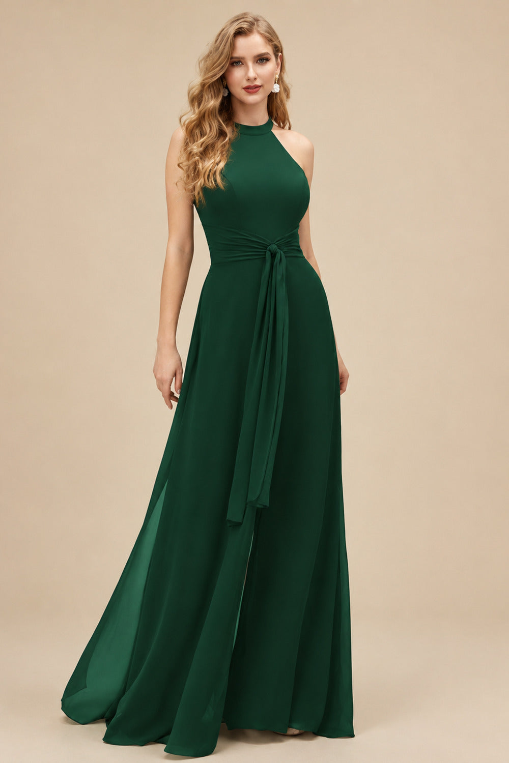 Rutipo Hunter Green Jumpsuit/Pantsuit High Neck Bridesmaid Dresses With Cascading Ruffles