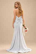 Rutipo As Picture Open Back Strapless Sheath/Column Bridesmaid Dresses With Bow