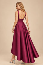 Rutipo As Picture A-Line V-Neck Sleeveless Asymmetrical Satin Bridesmaid Dresses