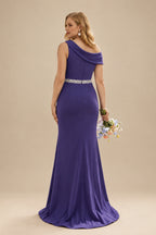 Rutipo As Picture Sheath/Column Asymmetrical Sleeveless Sweep Train Bridesmaid Dresses