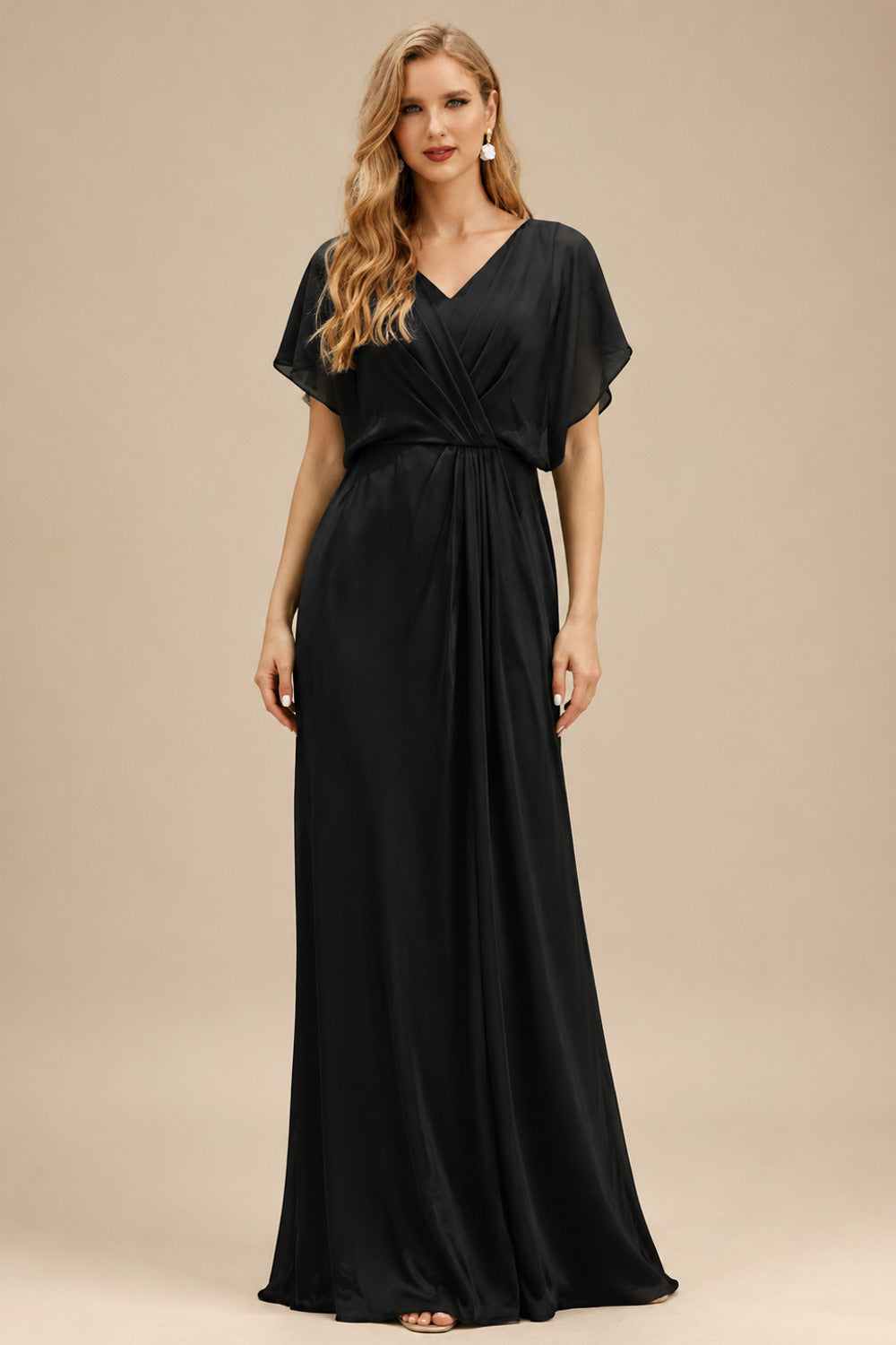 Rutipo Black Sheath/Column Asymmetrical Sleeveless Floor-Length Bridesmaid Dresses