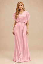 Rutipo Blush Sheath/Column Asymmetrical Sleeveless Floor-Length Bridesmaid Dresses