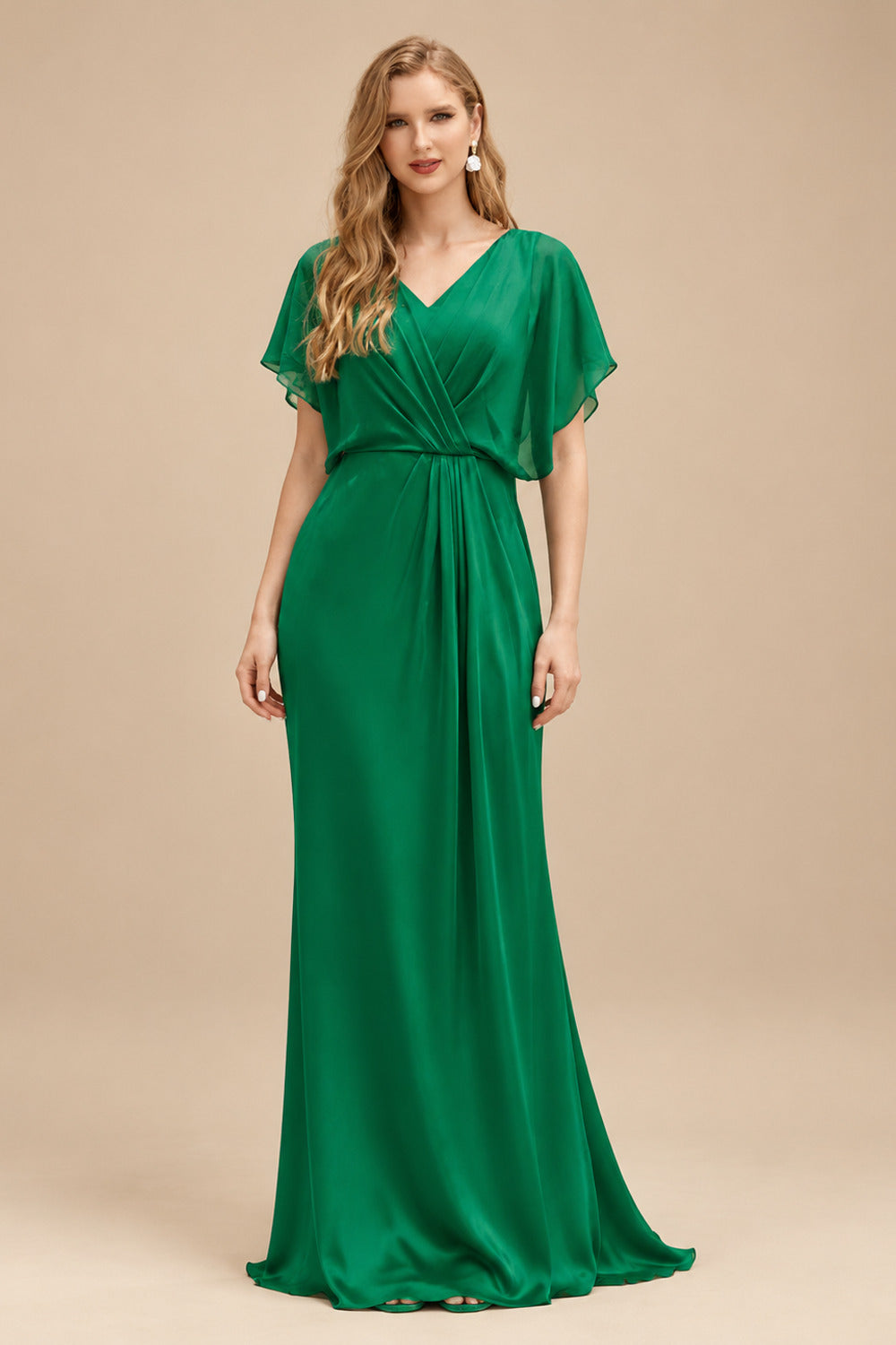 Rutipo Forest Green Sheath/Column Asymmetrical Sleeveless Floor-Length Bridesmaid Dresses