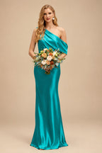 Rutipo Jade Sheath/Column Asymmetrical Sleeveless Floor-Length Bridesmaid Dresses