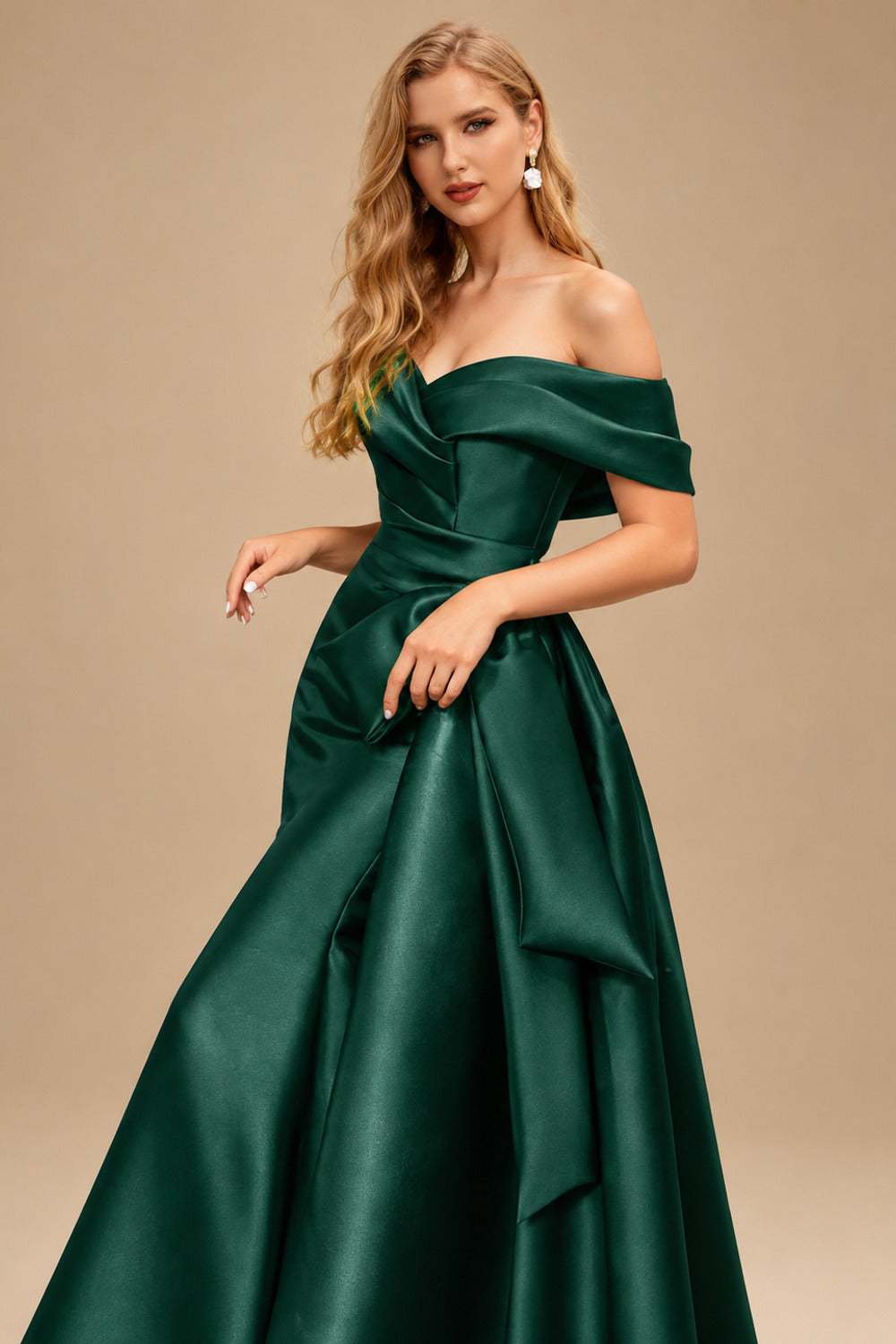 Rutipo As Picture Trumpet/Mermaid Off-The-Shoulder Sleeveless Sweep Train Satin Bridesmaid Dresses