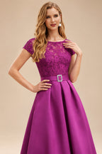 Rutipo Orchid Lace Elegant A-Line Evening Dresses With Beading Satin