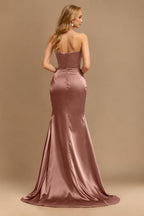 Rutipo As Picture Sheath/Column Halter Charmeuse Evening Dress With High Split