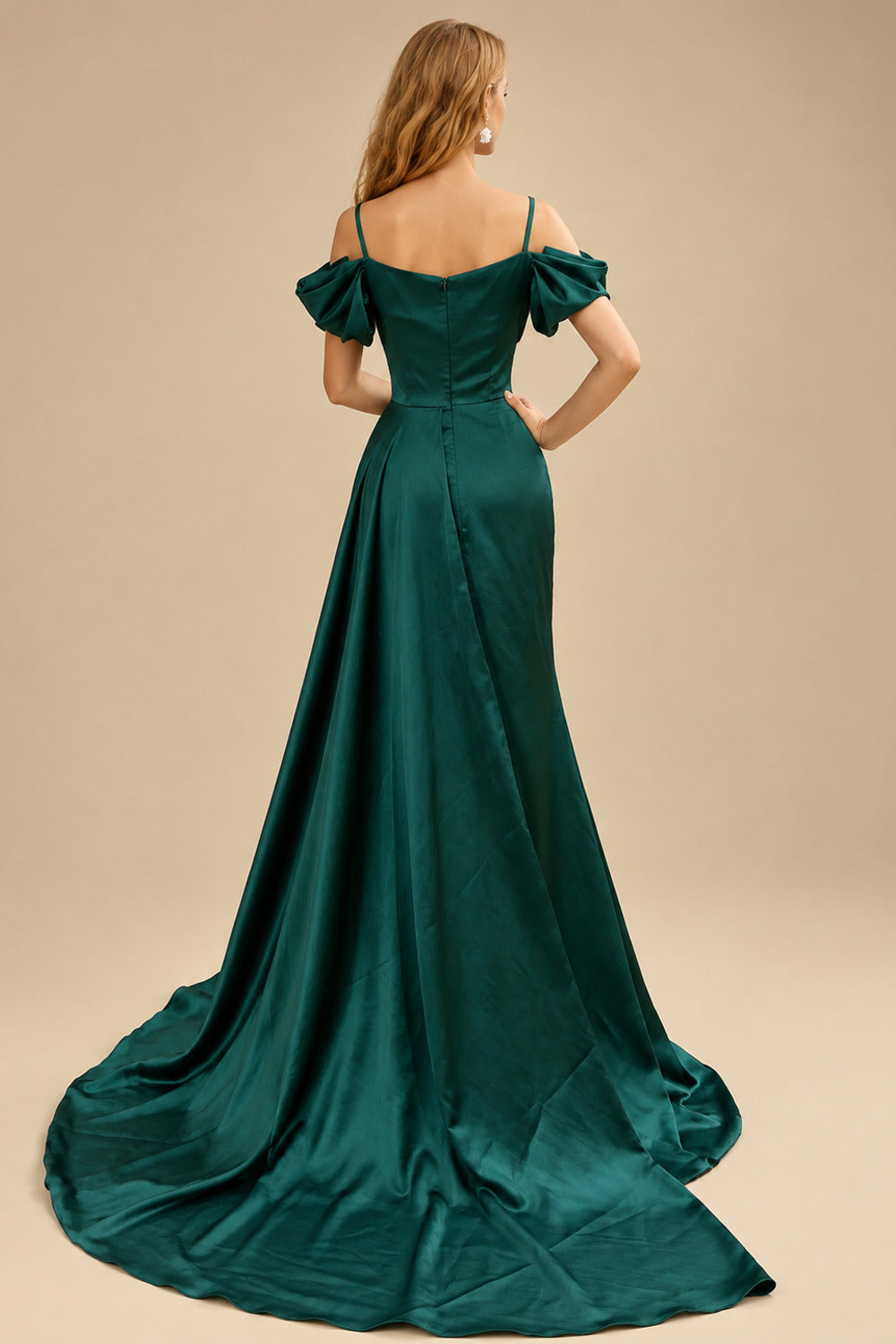 Rutipo As Picture Cowl Neck Beading Charmeuse High Slit Evening Dresses