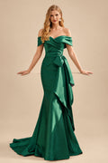 Rutipo As Picture Seductive Bow Accented Waist Evening Dresses With Off-Shoulder Collar Draping