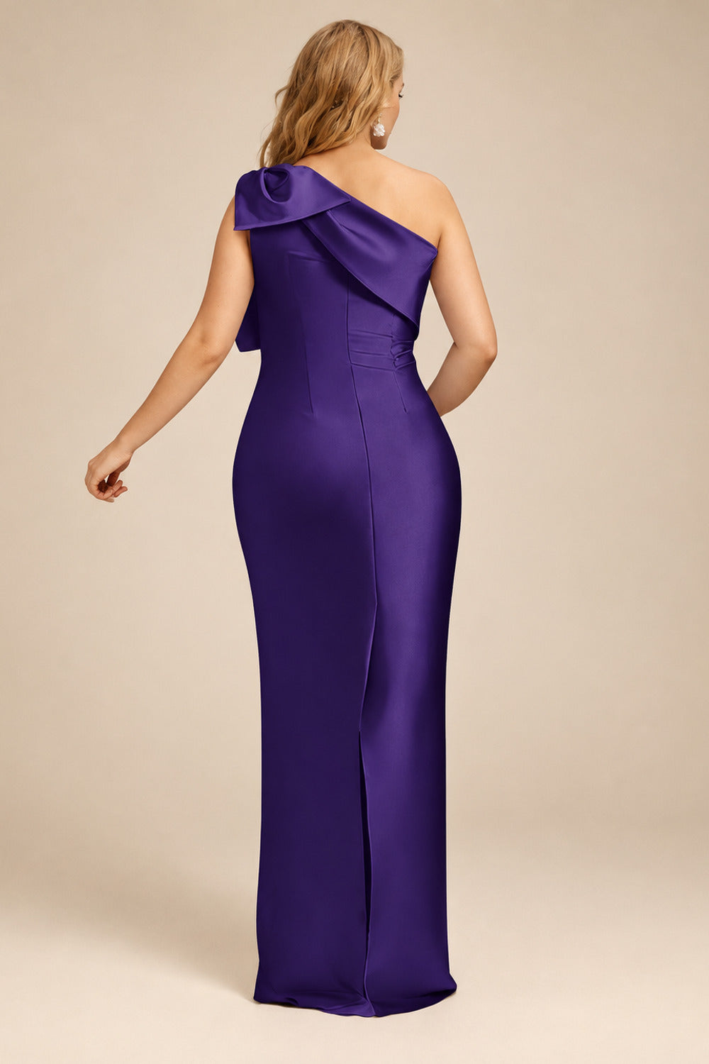 Rutipo Regency Sheath/Column One-Shoulder Satin Evening Dresses With Bow(s)