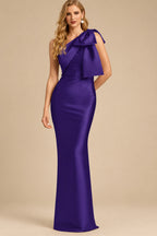 Rutipo Regency Sheath/Column One-Shoulder Satin Evening Dresses With Bow(s)