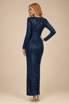 Rutipo As Picture Sheath/Column V-Neck Long Sleeves Ankle-Length Sequined Evening Dresses