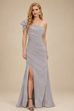 Rutipo As Picture Flattering Bedazzled One-Shoulder Cap Straps Evening Dress With Split Front