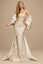 Rutipo As Picture Trumpet/Mermaid Off-The-Shoulder Sequined Evening Dresses With Split Front