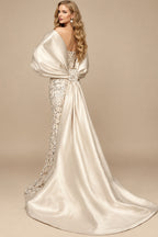 Rutipo As Picture Trumpet/Mermaid Off-The-Shoulder Sequined Evening Dresses With Split Front
