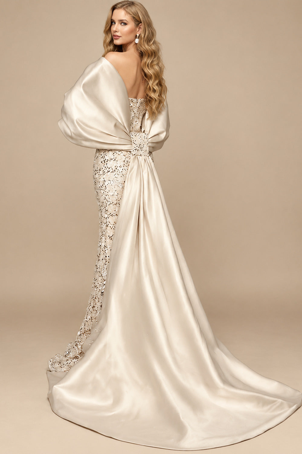 Rutipo As Picture Trumpet/Mermaid Off-The-Shoulder Sequined Evening Dresses With Split Front