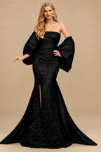 Rutipo Black Trumpet/Mermaid Off-The-Shoulder Sequined Evening Dresses With Split Front