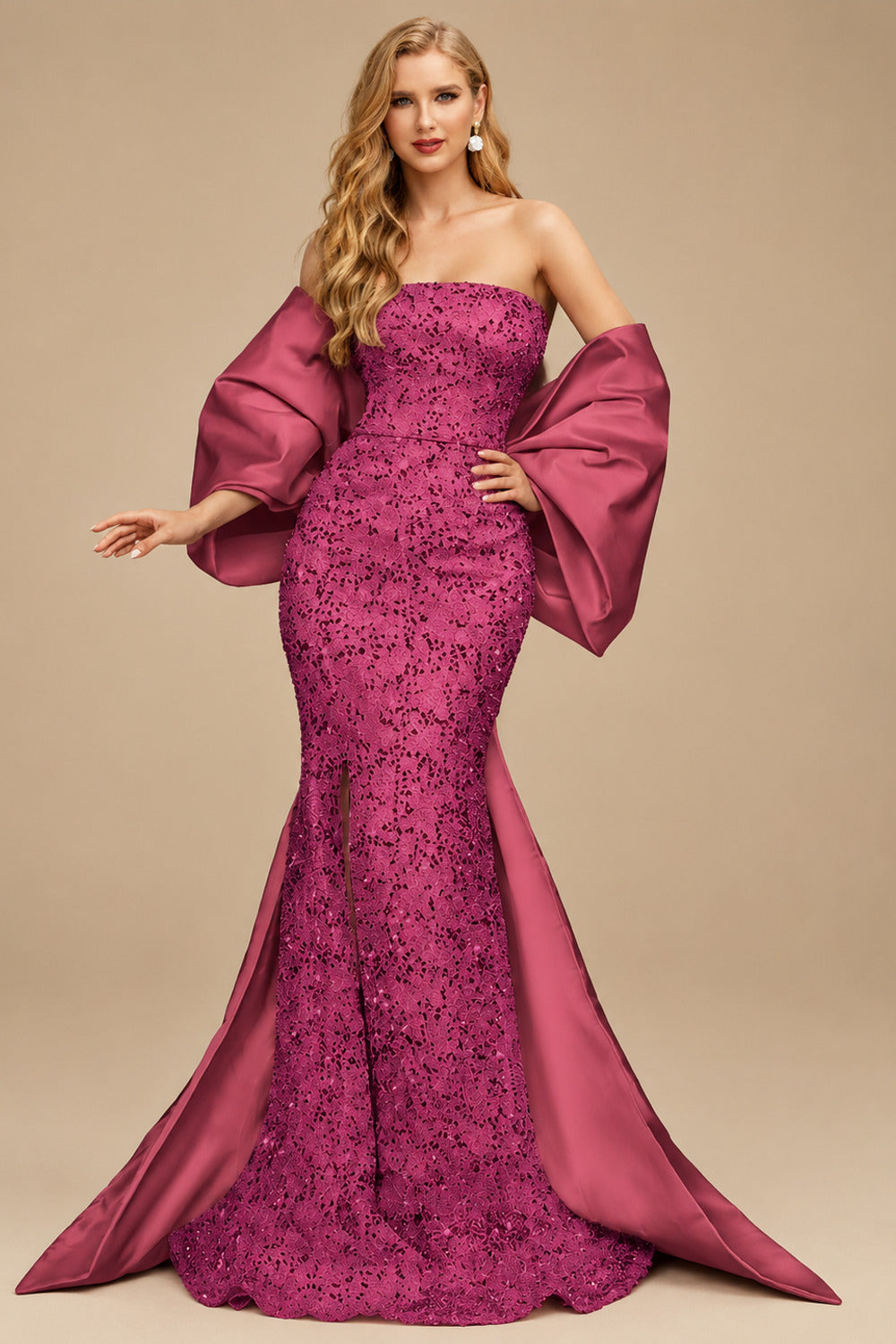 Rutipo Cinnamon Rose Trumpet/Mermaid Off-The-Shoulder Sequined Evening Dresses With Split Front
