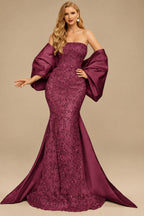 Rutipo Mulberry Trumpet/Mermaid Off-The-Shoulder Sequined Evening Dresses With Split Front